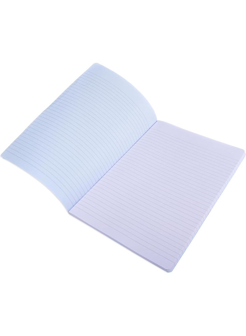 FIS® Notebook, Soft Cover PP Materials, Size A4(210x297mm), Single Line Ruling, 80 Sheets, 160 Pages, 2 Round Edges, Packet of 5 Pieces, Neon Blue Color-FSNBA4SLPPNBL - Image 2